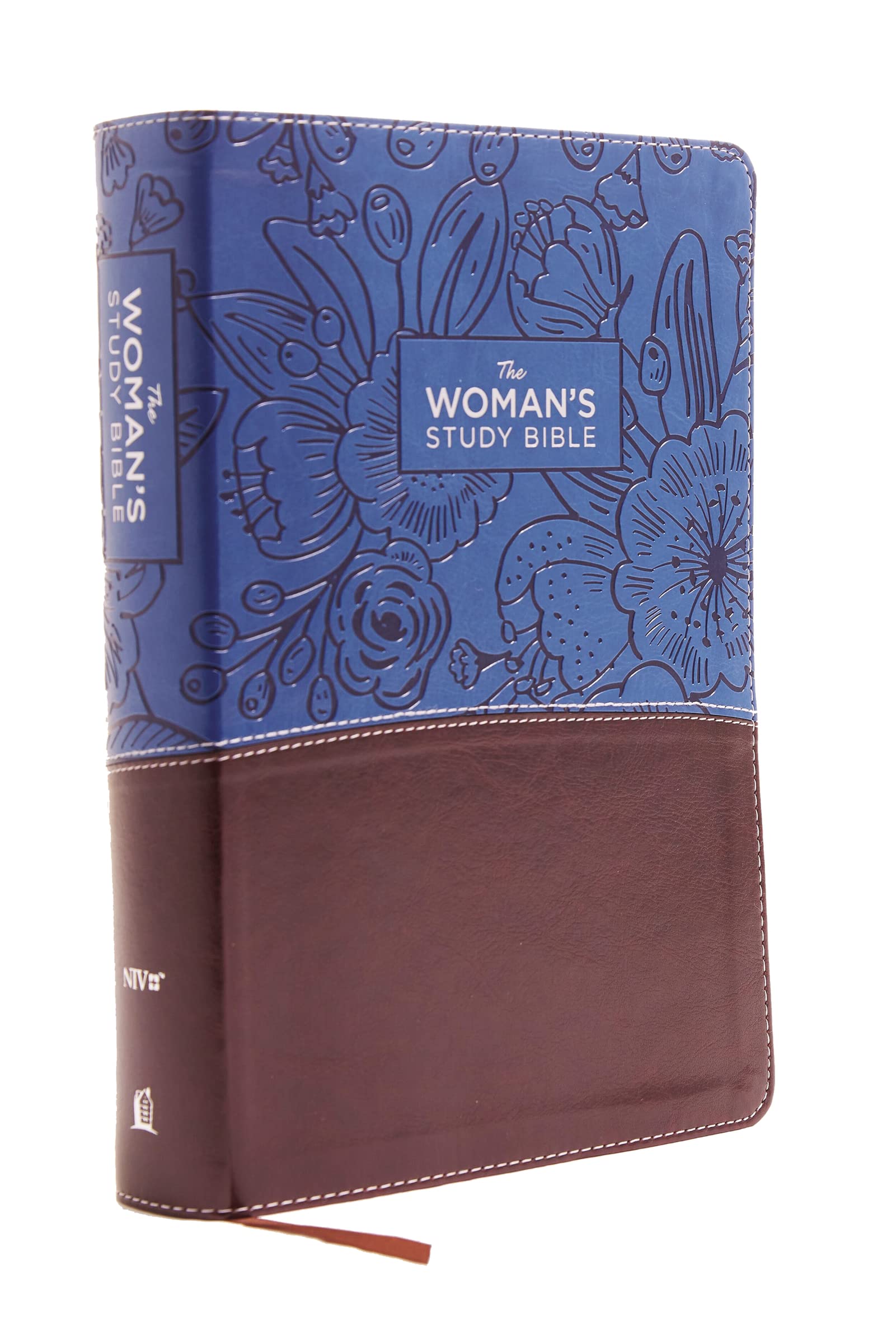 NIV, The Womans Study Bible, Leathersoft, Blue/Brown, FullColor, Red Letter: Receiving Gods Truth for Balance, Hope, and Tran
