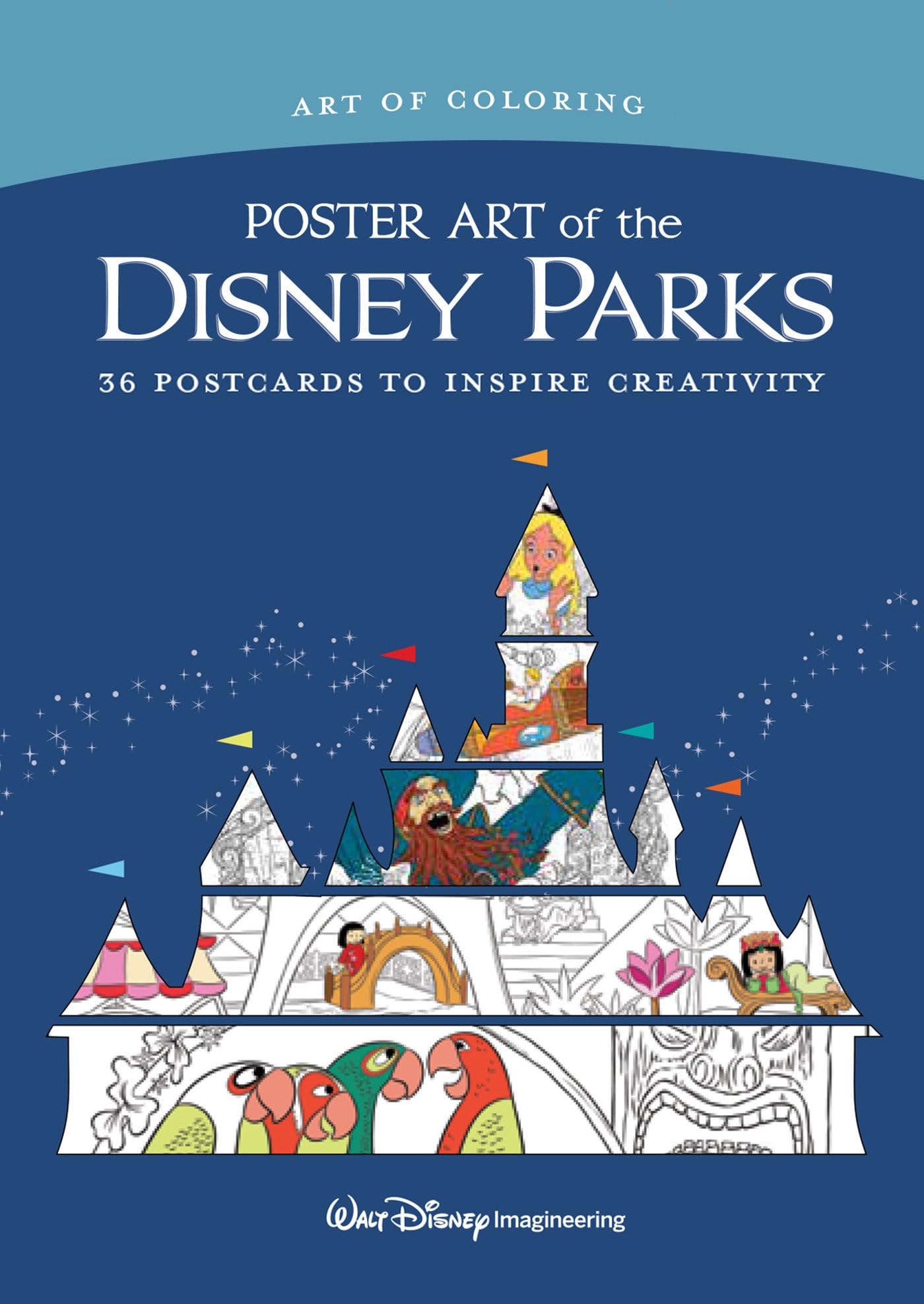 Art of Coloring: Poster Art of the Disney Parks: 36 Postcards to Inspire Creativity for Christmas,Used