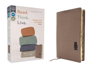 Niv, Read. Think. Live., Leathersoft, Brown, Thumb Indexed, Comfort Print: 365Day Niv Devotional Bible  Discover Your Part In