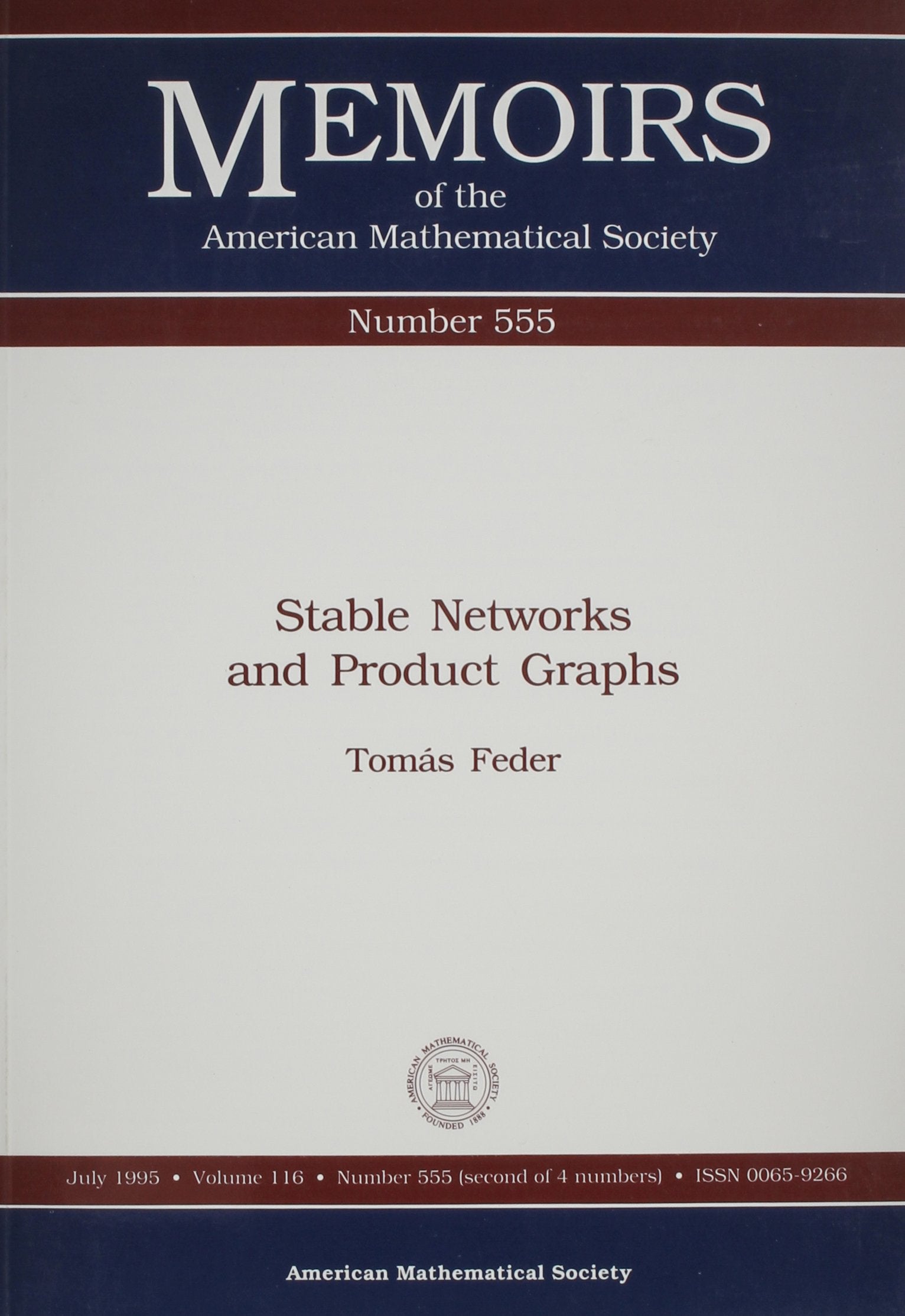 Stable Networks And Product Graphs (Memoirs Of The American Mathematical Society),Used
