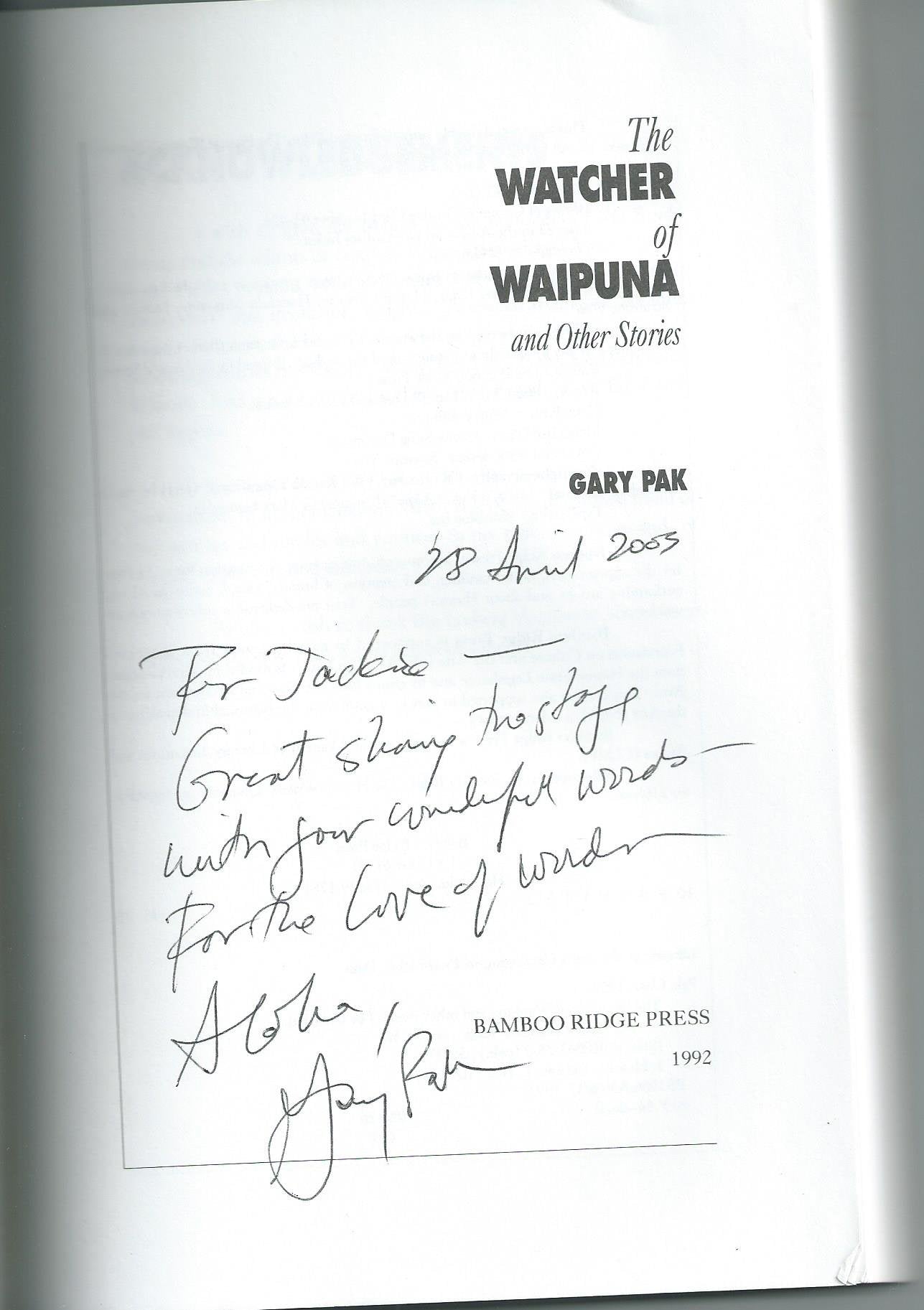 The Watcher Of Waipuna (Bamboo Ridge, 5556),Used