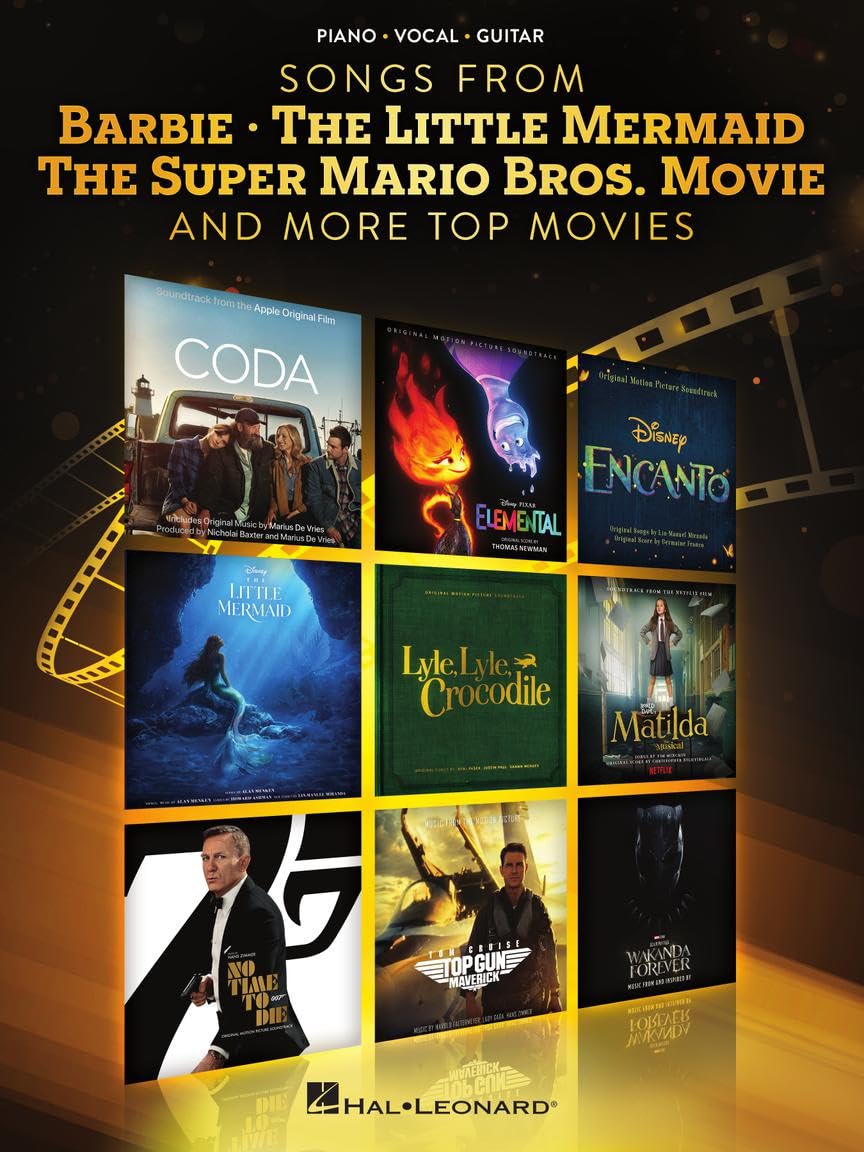 Songs from Barbie, The Little Mermaid, The Super Mario Bros. Movie, and More Top Movies  Piano/Vocal/Guitar Arrangements,New