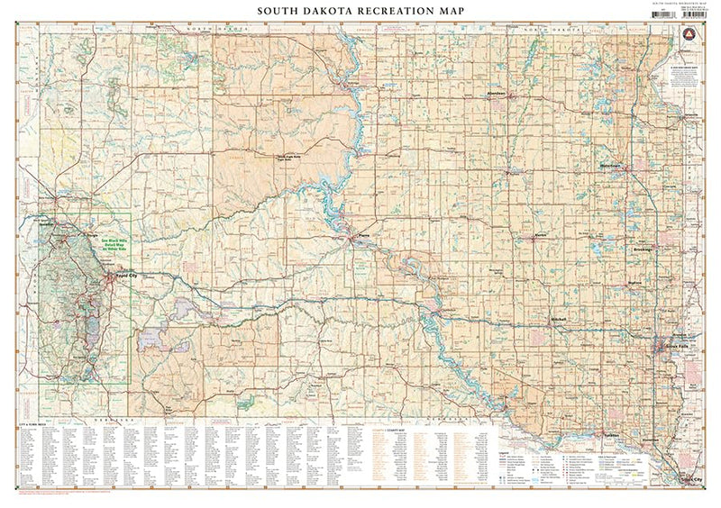 South Dakota Recreation Map (Benchmark Maps),Used