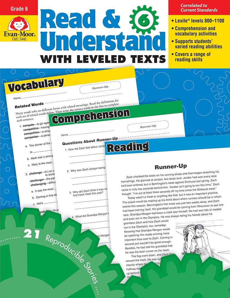 EvanMoor Read and Understand with Leveled Texts, Grade 6+ (Read & Understand with Leveled Texts),Used