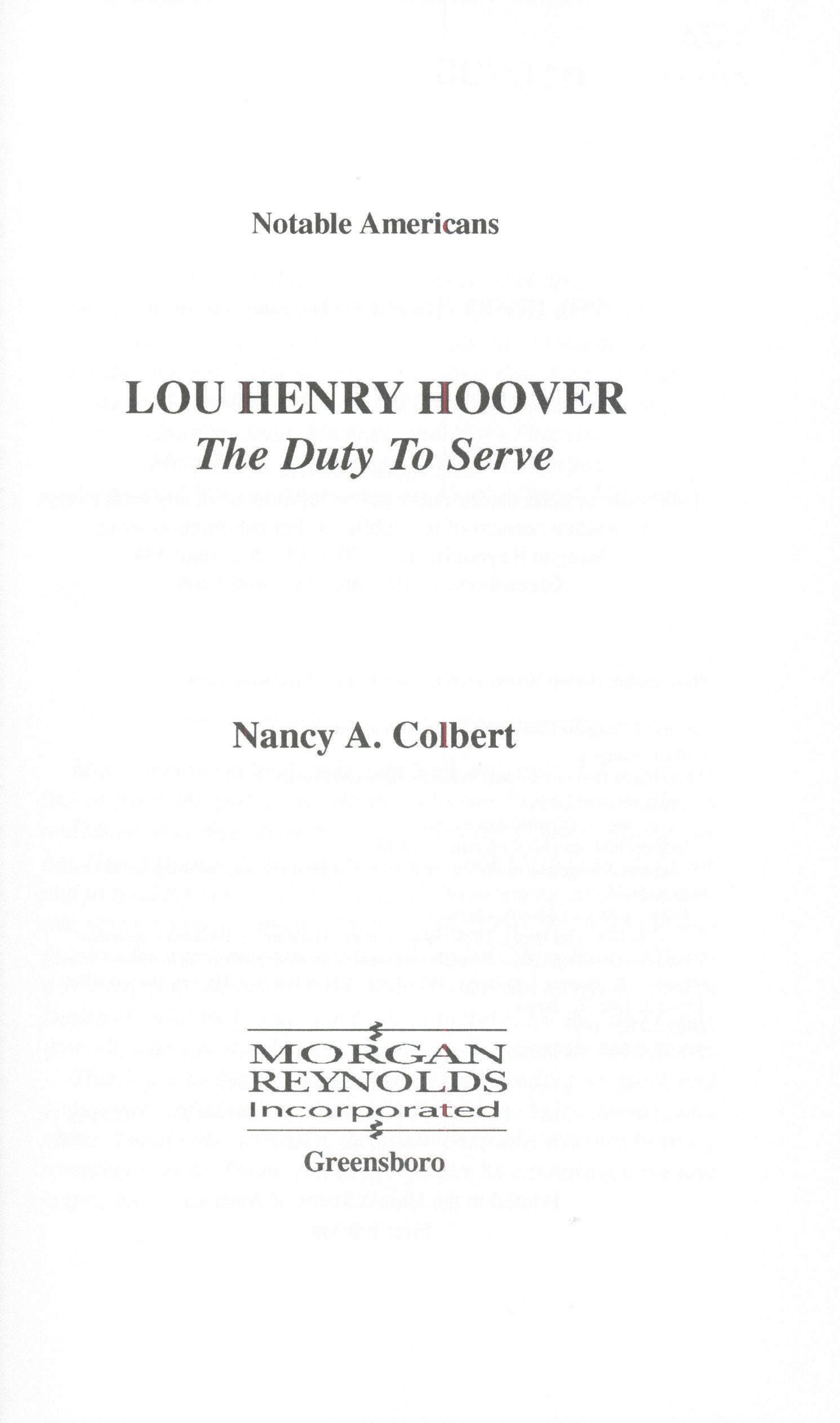 Lou Henry Hoover: The Duty to Service (Notable Americans),Used