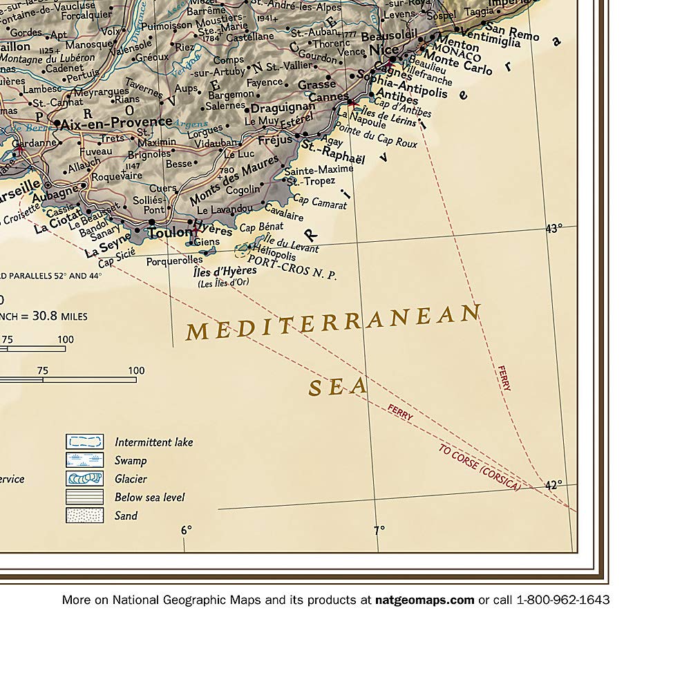 National Geographic: France, Belgium, and The Netherlands Executive Wall Map (23 x 30 inches) (National Geographic Reference Map,Used
