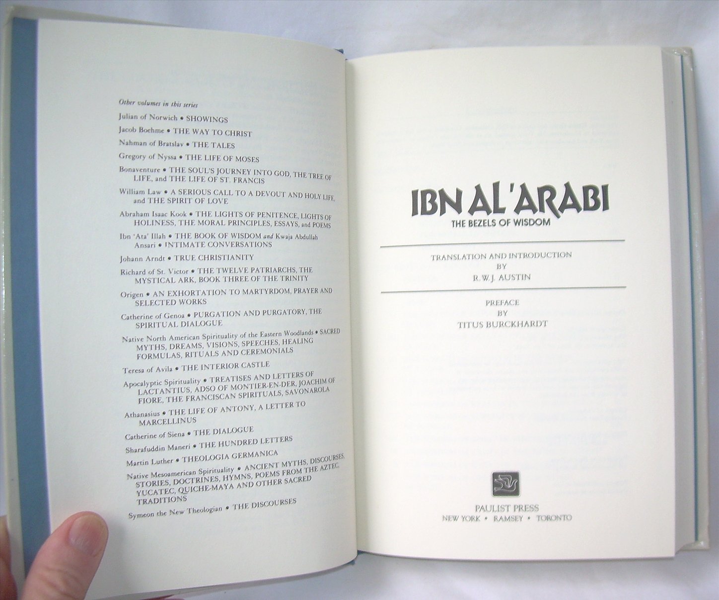Ibn Al Arabi: The Bezels Of Wisdom (Classics Of Western Spirituality)