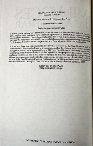 Mil Voces Para Celebrar / A Thousand Voices to Celebrate Blue Hymnal (Spanish Edition),Used