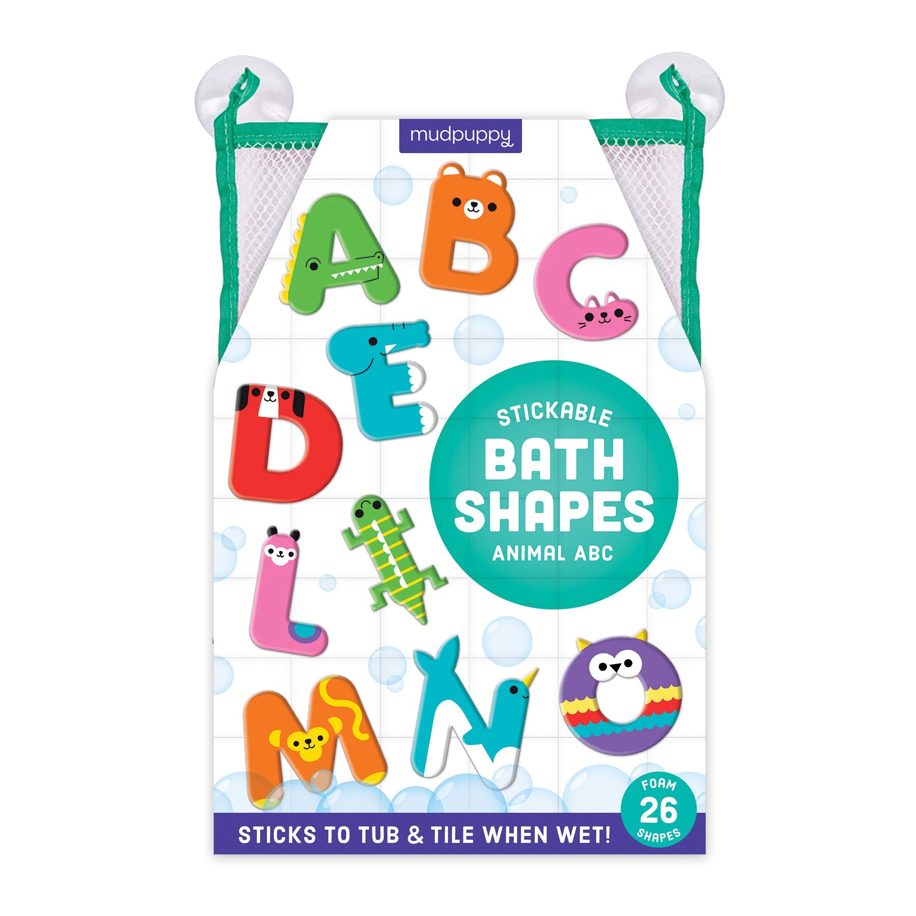 Mudpuppy Animal Abc Stickable Foam Shapes, 26 Foam Alphabet Letters With Mesh Storage Bag  Fun Bath Toys For Toddlers  Learnin
