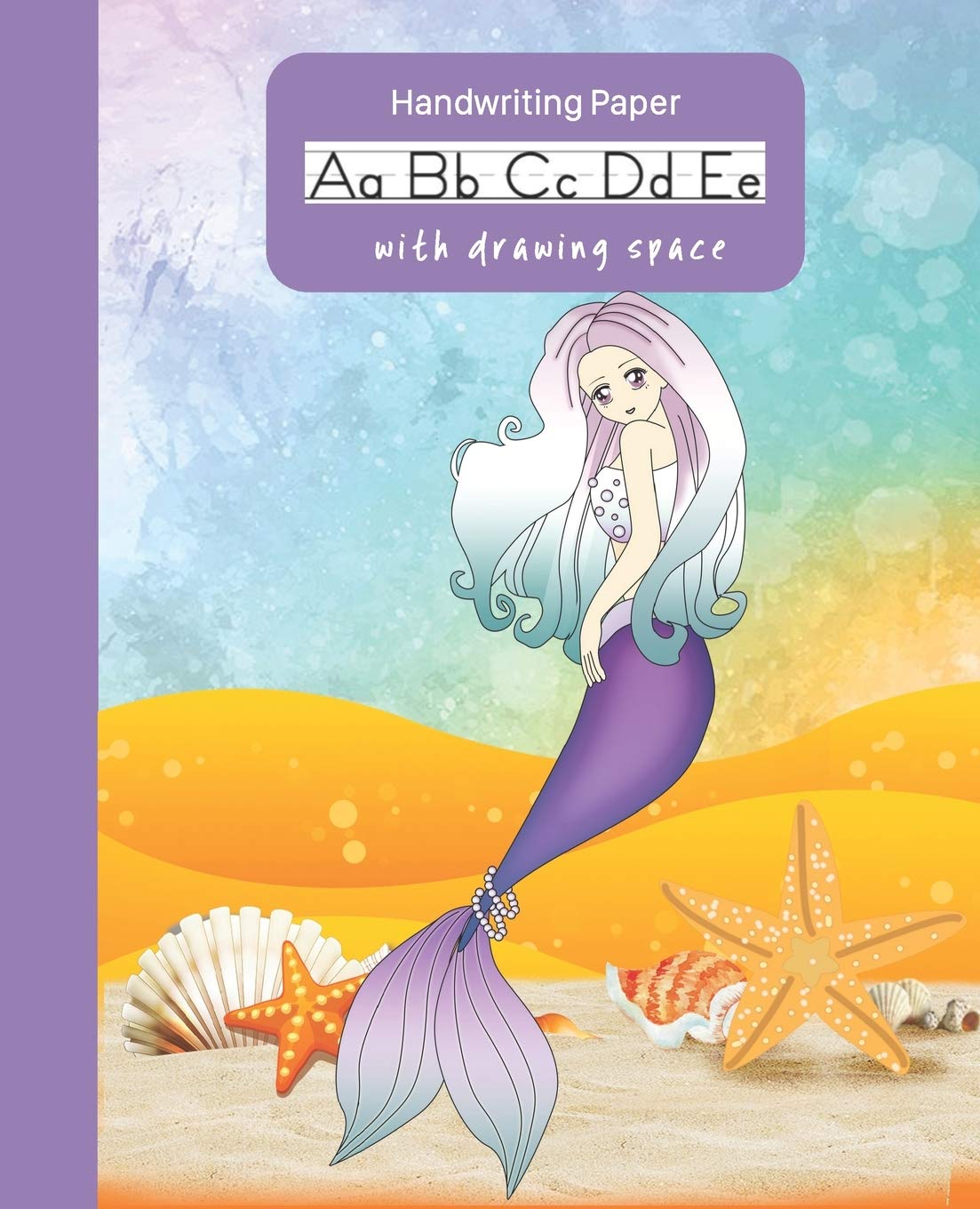 Mermaid Handwriting Paper With Drawing Space: Writing Practice Workbook Dashed Midline Draw and Write Picture Story Box At Top C,Used