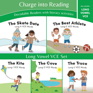 Charge Into Reading Decodable Books (Stage 4): 5 Long Vowel Vce Decodable Readers To Help Kindergarten And First Grade Beginning