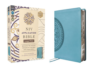 Niv Application Bible, Large Print, Leathersoft, Teal, Red Letter, Thumb Indexed, Comfort Print: Bringing The Ancient Message Of