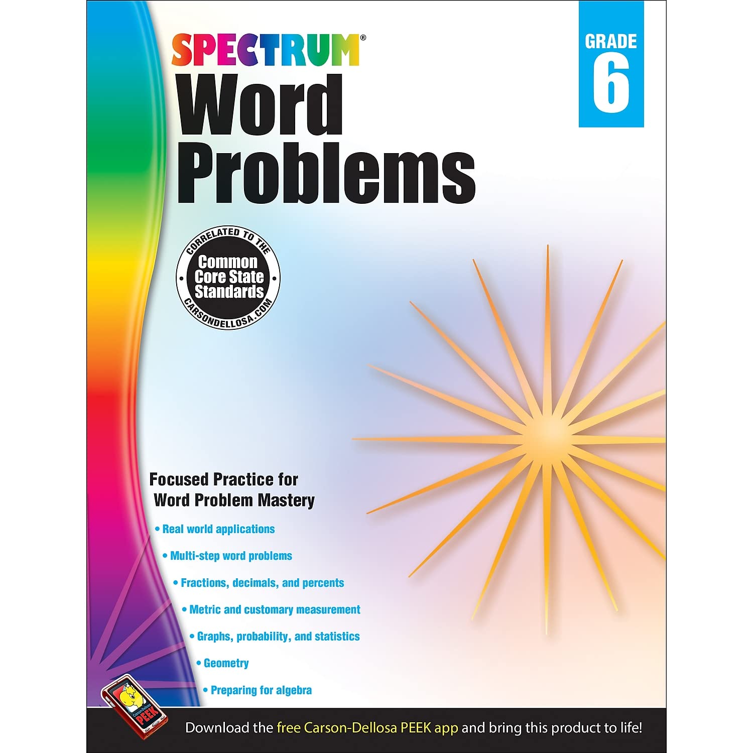 Spectrum Grade 6 Word Problems Math Workbook, Ages 1112, 6th Grade Math Word Problems Covering Fractions, Decimals, Geometry, a,Used
