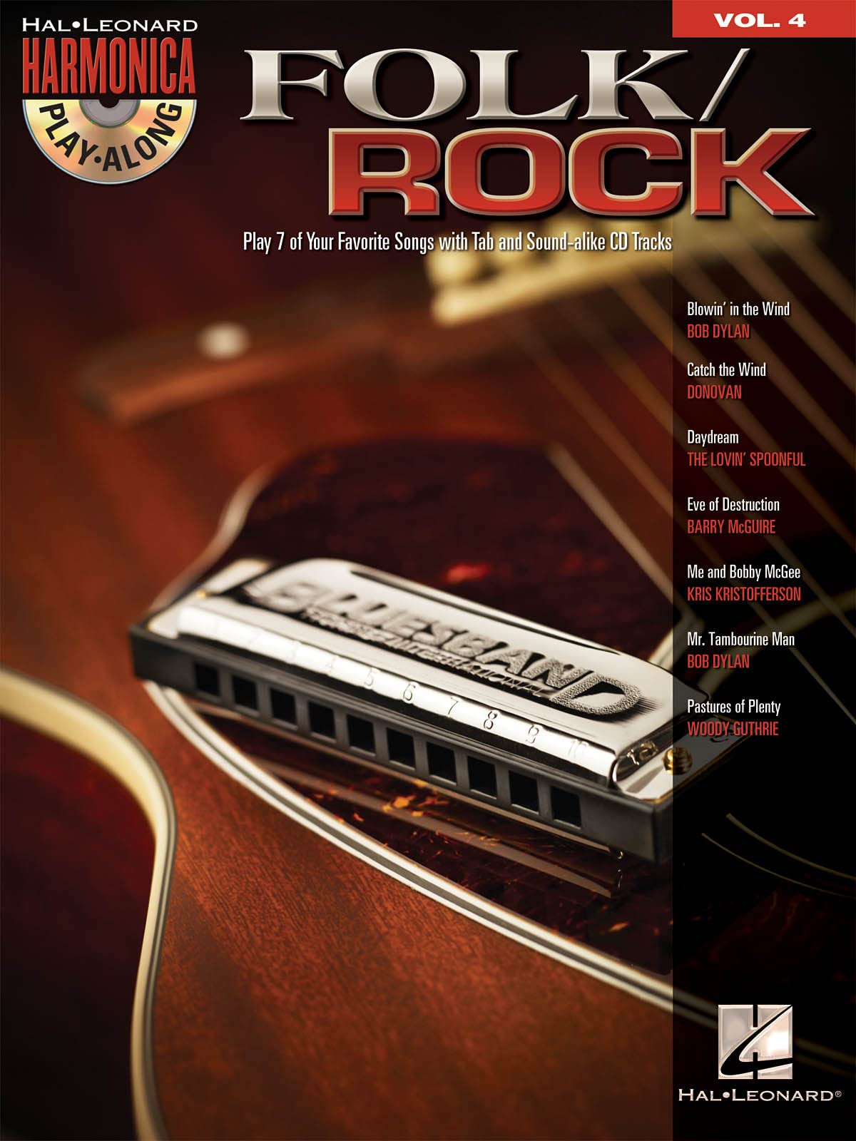 Folk/Rock  Harmonica PlayAlong Volume 4 Book/CD (Diatonic Harmonica),Used