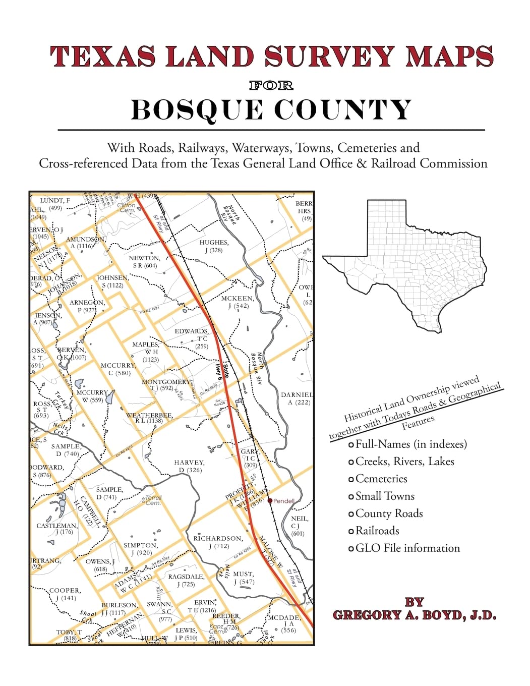 Texas Land Survey Maps for Bosque County,Used