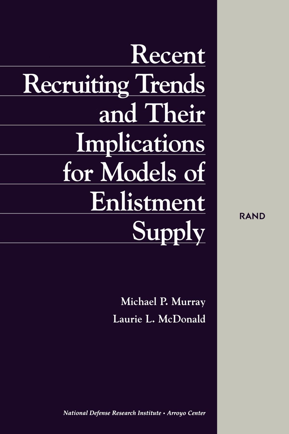 Recent Recruiting Trends And Their Implications For Models Of Enlistment Supply,Used