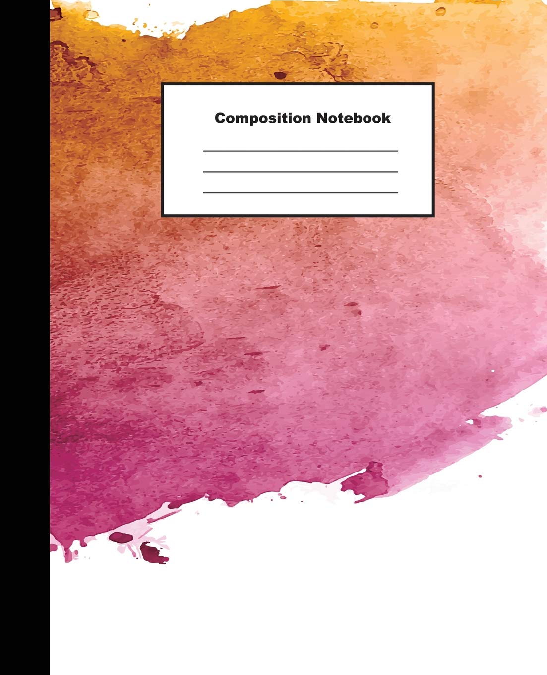 Composition Notebook: Beautiful Pinky Browny Colourful Water Colour Splash Wide Ruled Paper,Used