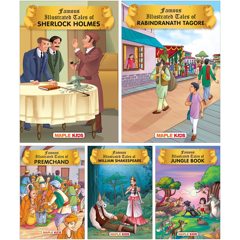 Famous Writers (Set Of 5 Books) - Sherlock Holmes, Rabindranath Tagore, Premchand, William Shakespeare, Jungle Book