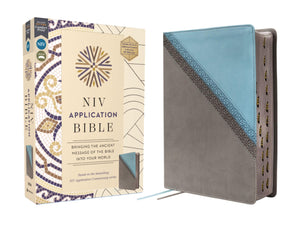 Niv Application Bible, Leathersoft, Teal/Grey, Red Letter, Thumb Indexed, Comfort Print: Bringing The Ancient Message Of The Bib
