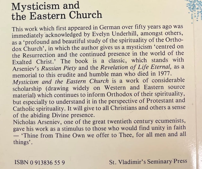 Mysticism and the Eastern Church,Used