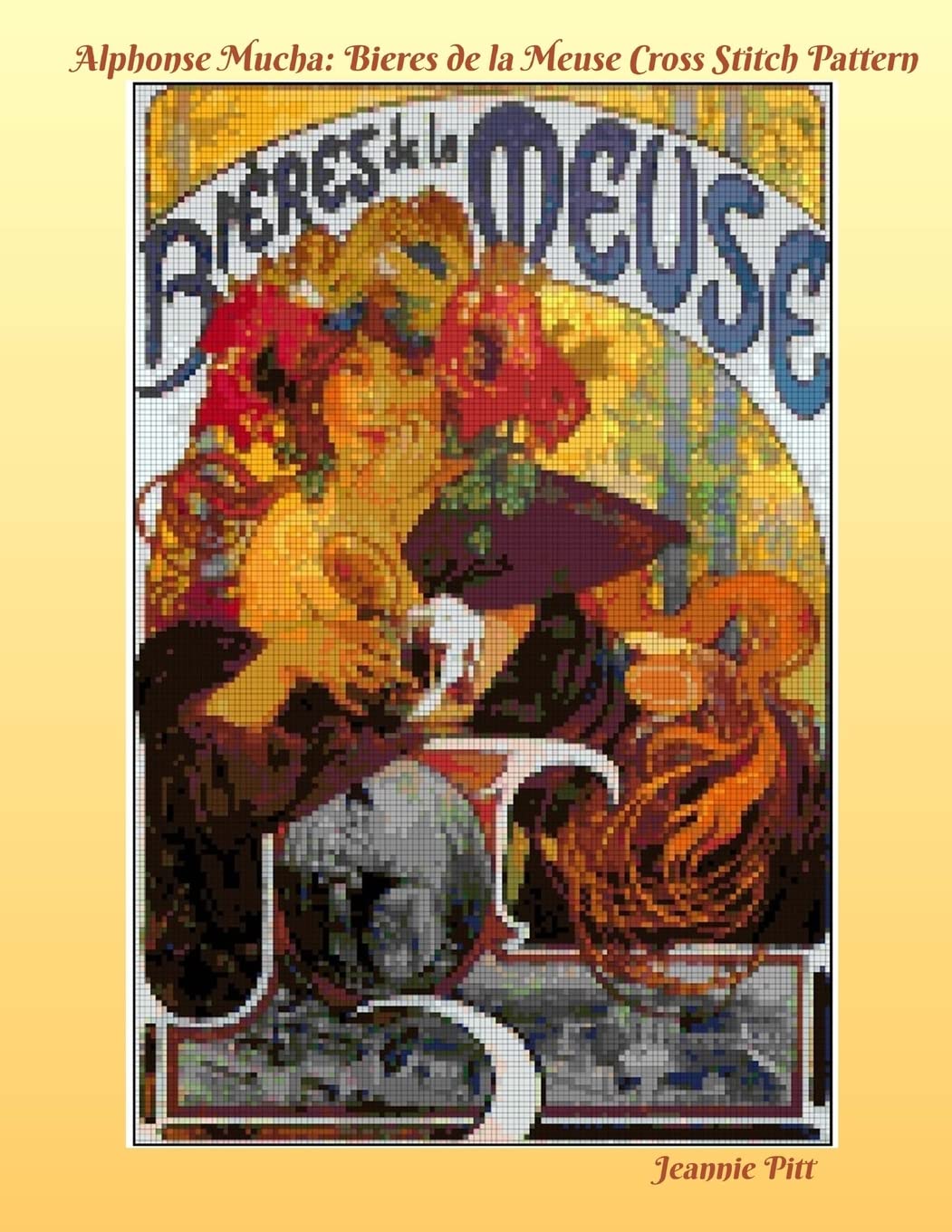 Alphonse Mucha Cross Stitch Pattern Book: Bieres de la Meuse,Used