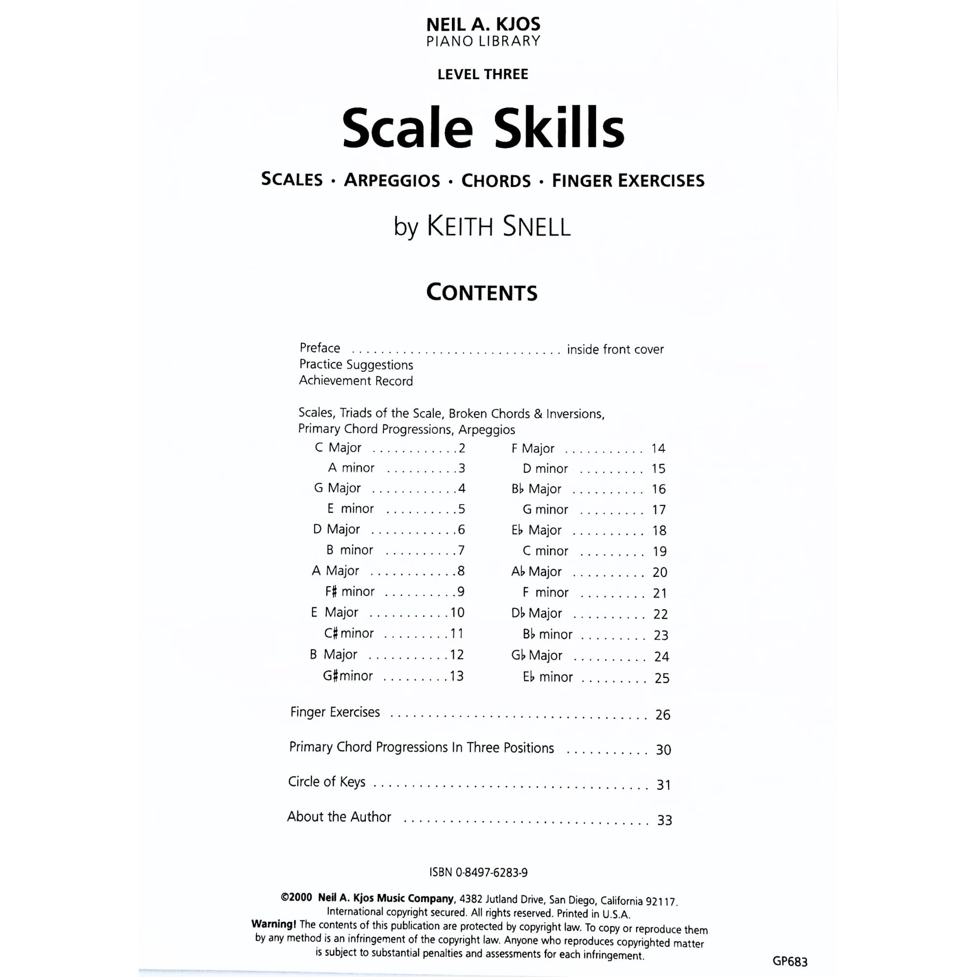 GP683  Scales Skills Level 3 (Neil A. Kjos Piano Library),Used
