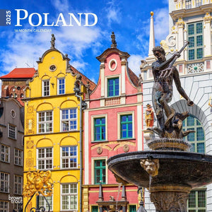 Poland  2025 12 x 24 Inch Monthly Square Wall Calendar  PlasticFree  BrownTrout  Travel Europe Warsaw