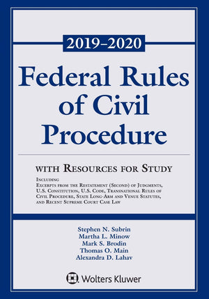 Federal Rules of Civil Procedure with Resources for Study: 20192020 Statutory Supplement (Supplements),New