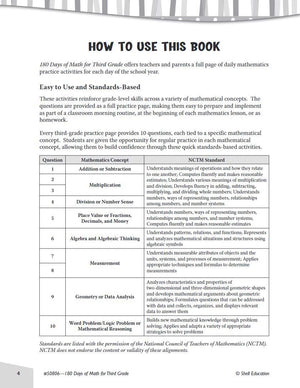 Shell Education 180 Days of Math for Third Grade (180 Days of Practice),Used