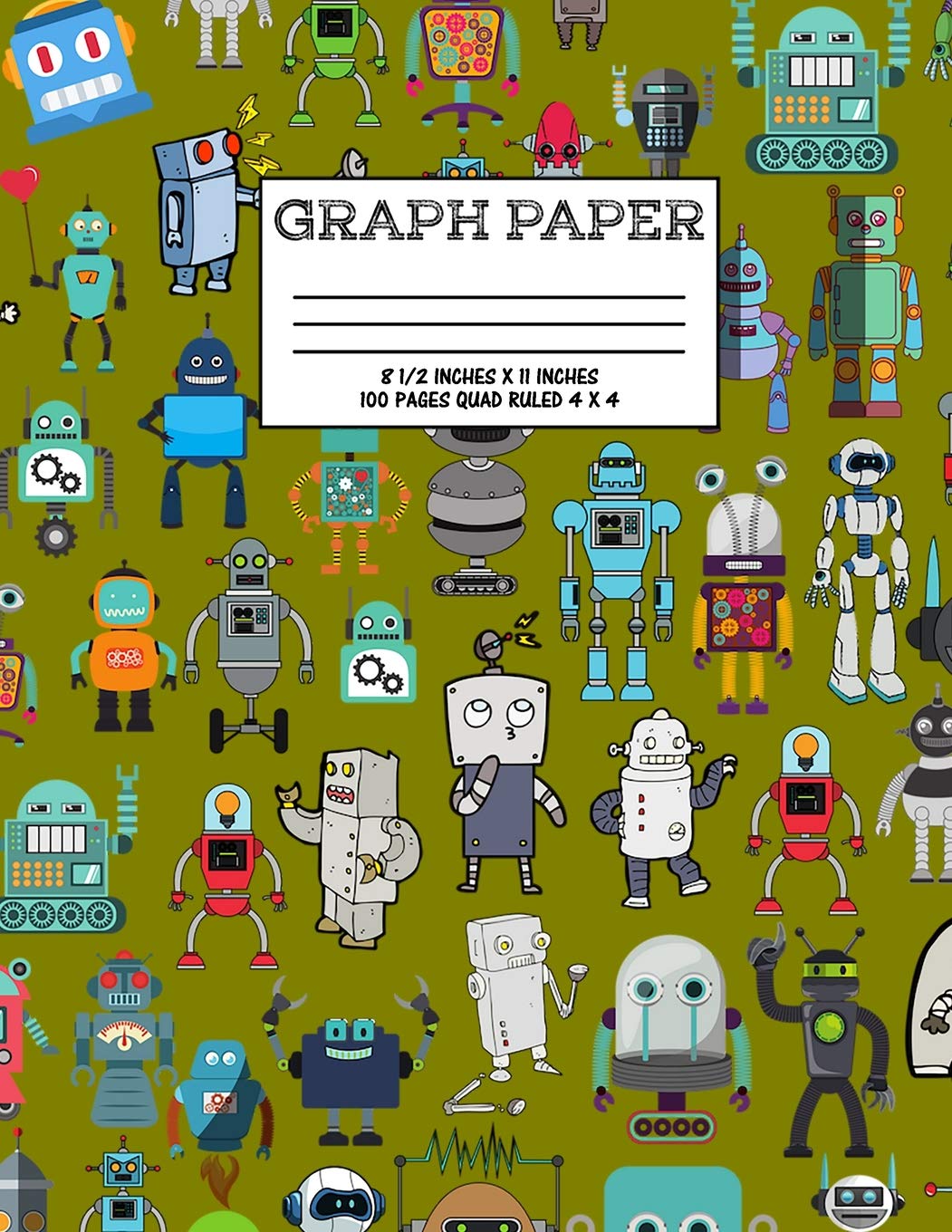 Graph Paper: Notebook Cute Robot Robotic Pattern Cover Graphing Paper Composition Book Cute Pattern Cover Graphing Paper Composi,Used