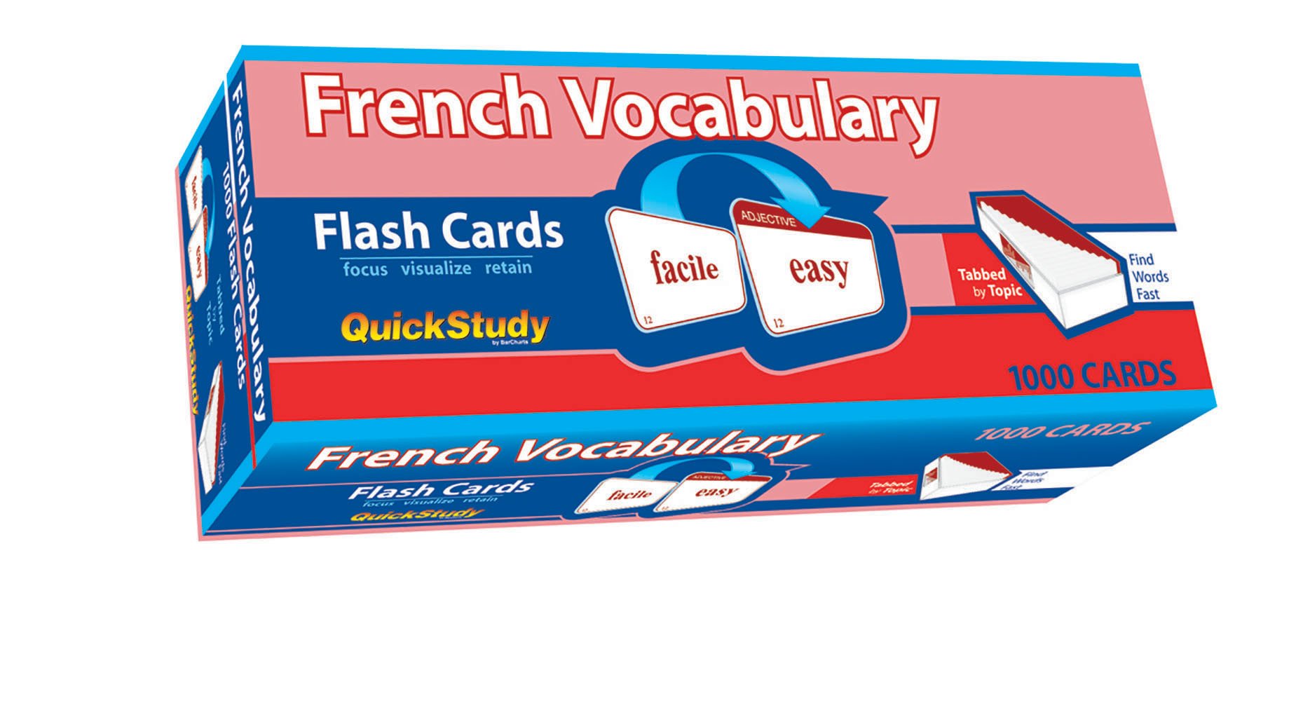 French Vocabulary Flash Cards  1000 cards: a QuickStudy Reference Tool