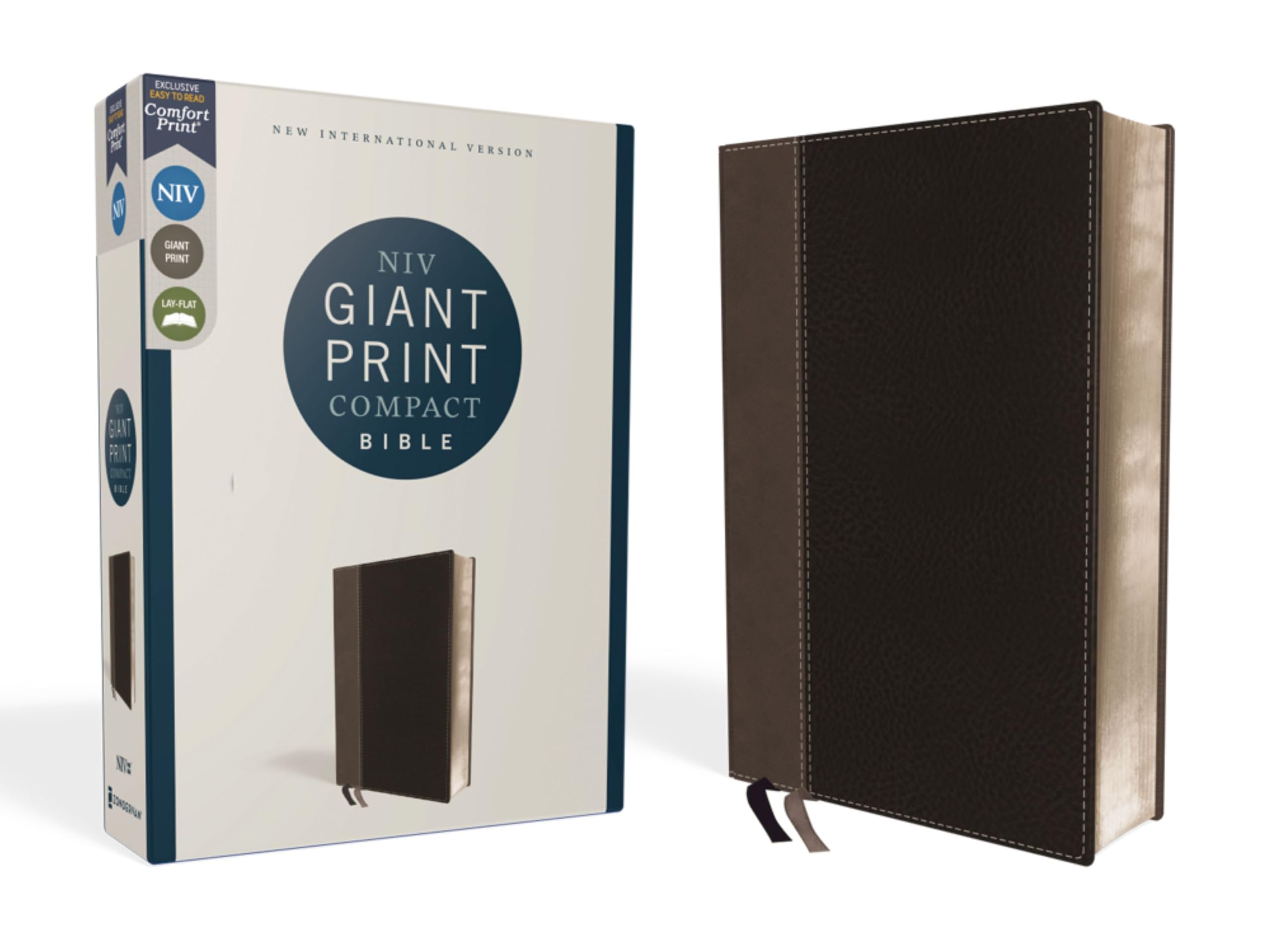 Niv, Giant Print Compact Bible, Leathersoft, Black, Red Letter, Comfort Print