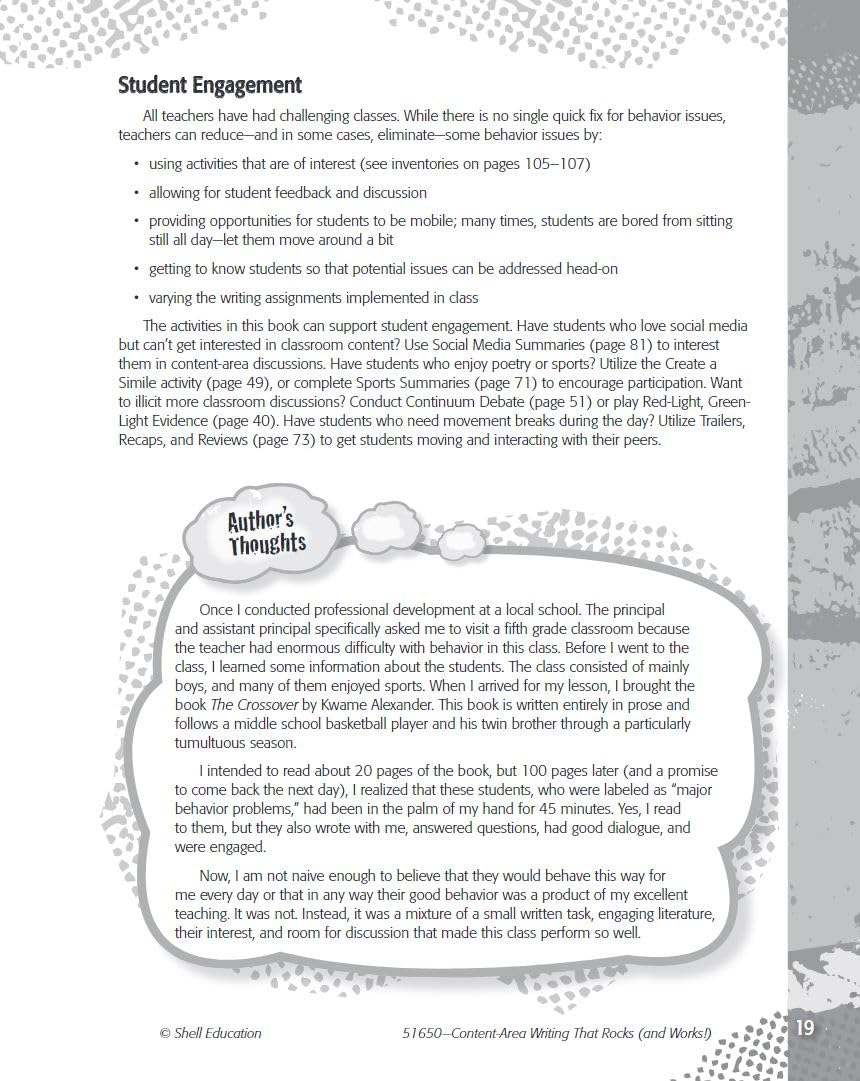 Content Area Writing That Rocks (Creative Writing Activities, Grades 312) (Professional Resources),Used