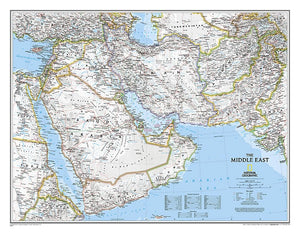 National Geographic: Middle East Classic Wall Map (30.25 x 23.5 inches) (National Geographic Reference Map),New