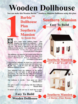Barbie Dollhouse Plan Southern Mansion,Used