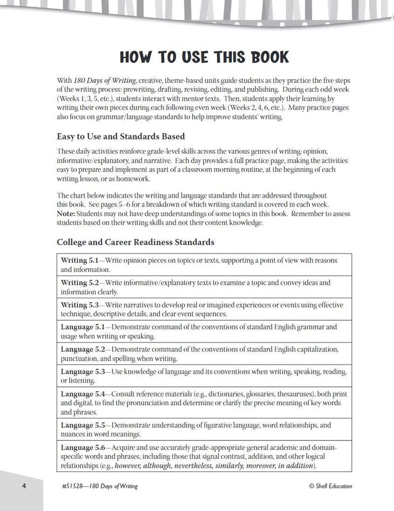 180 Days of Writing for Fifth Grade  An EasytoUse Fifth Grade Writing Workbook to Practice and Improve Writing Skills (180 Da,Used