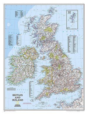 National Geographic: Britain and Ireland Classic Wall Map (23.5 x 30.25 inches) (National Geographic Reference Map),Used
