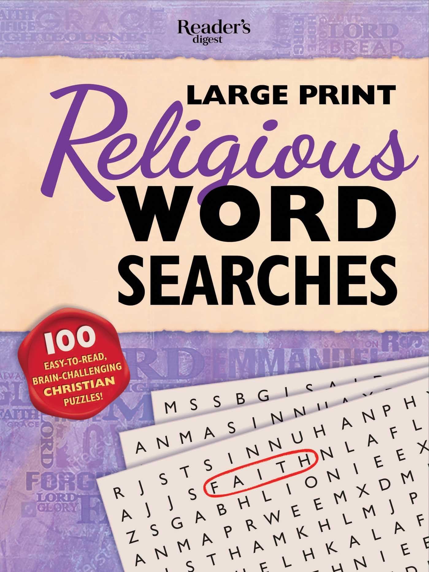 Reader's Digest Large Print Religious Word Search: 100 Easytoread Brainchallenging Christian puzzles (Readers Digest Puzzles),Used