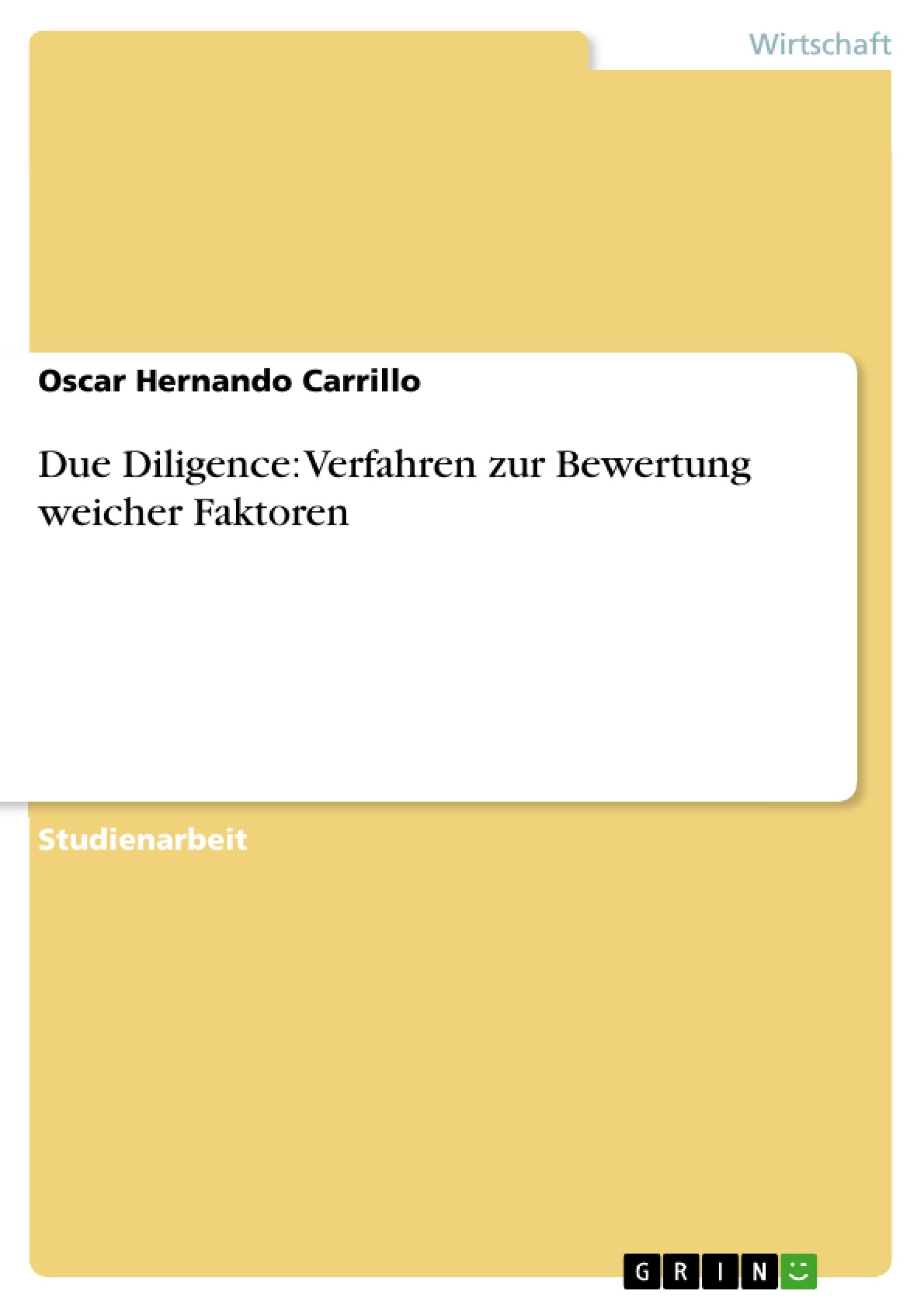 Due Diligence: Verfahren zur Bewertung weicher Faktoren (German Edition),Used