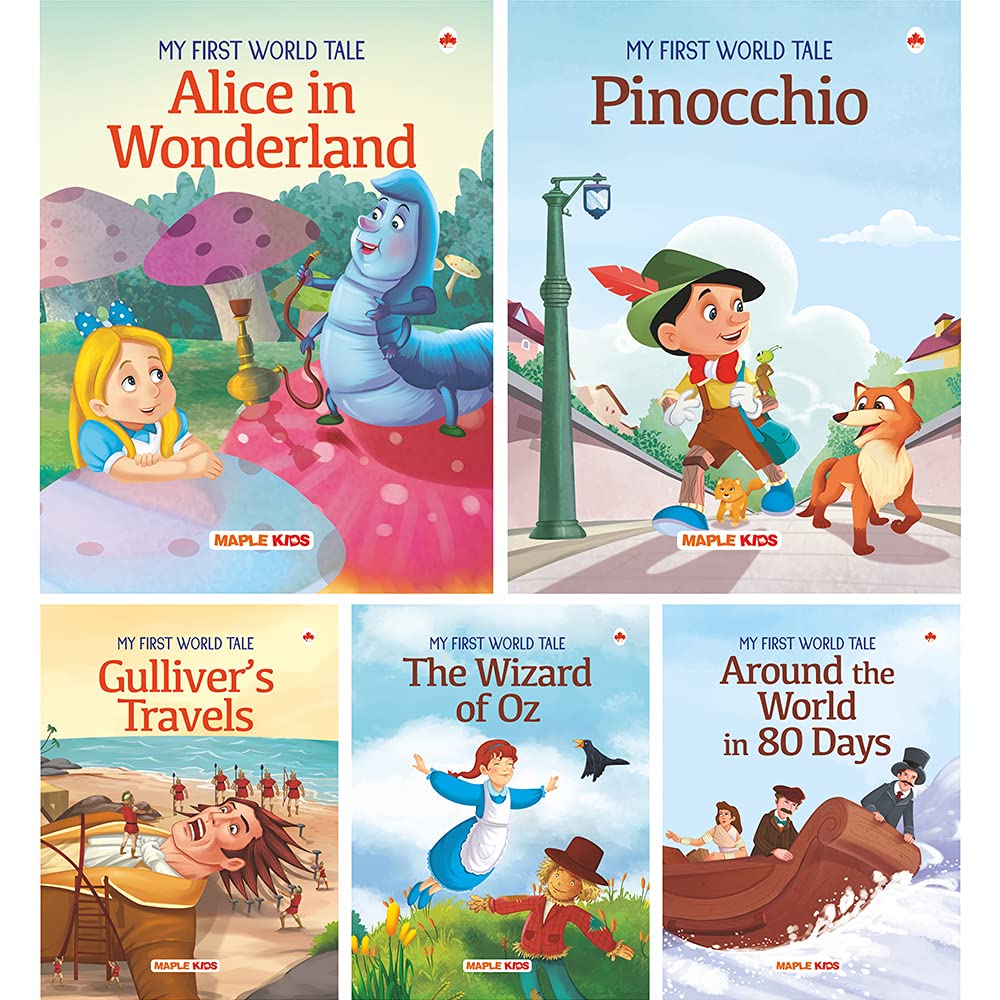 World Classics (Abridged) - GulliverS Travels, Around The World In 80 Days, The Wizard Of Oz, Alice In Wonderland, Pinocchio - (Illustrated) (Set Of 5 Books)