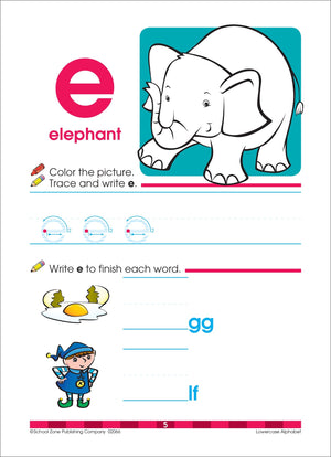 School Zone  Lowercase Alphabet Workbook  32 Pages, Ages 3 To 5, Preschool To Kindergarten, Abc'S, Letters, Tracing, Printing,,Used