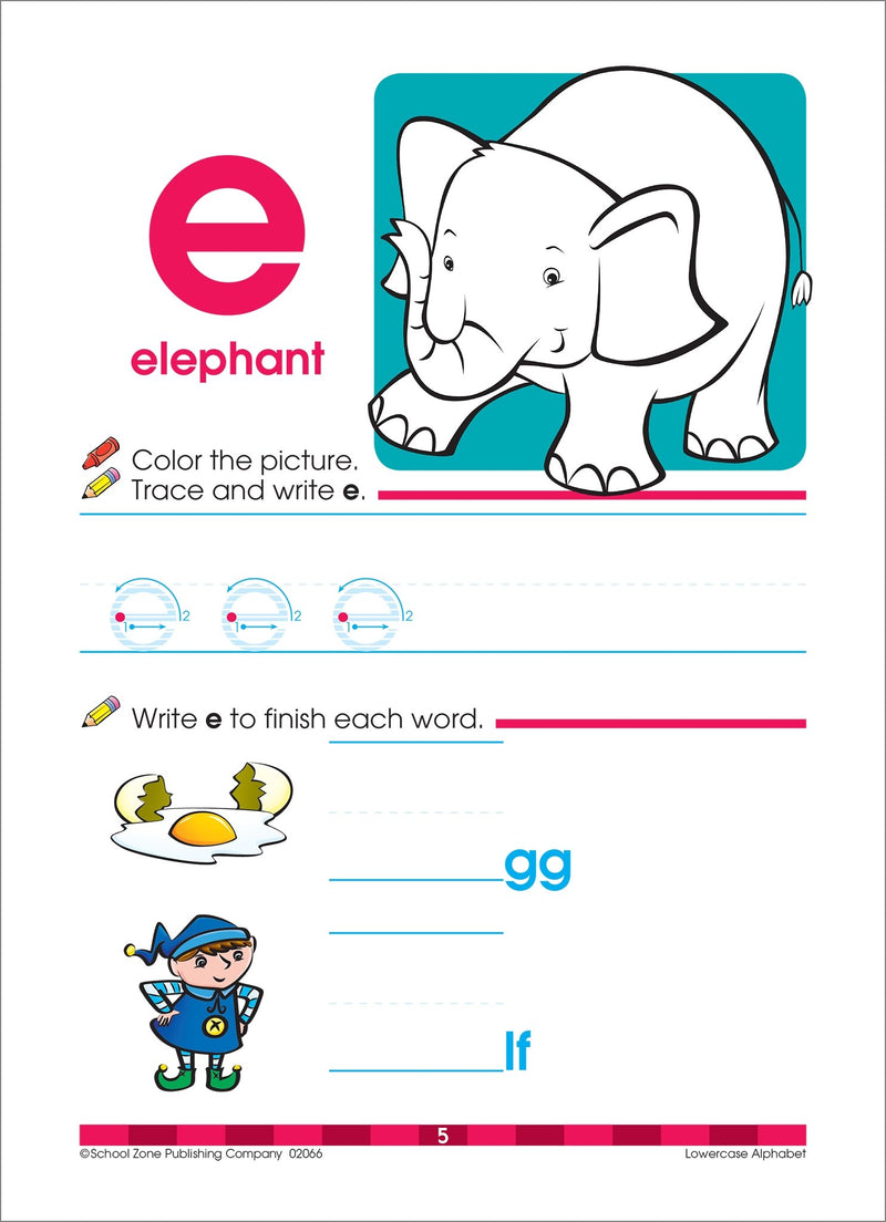 School Zone  Lowercase Alphabet Workbook  32 Pages, Ages 3 To 5, Preschool To Kindergarten, Abc'S, Letters, Tracing, Printing,,Used