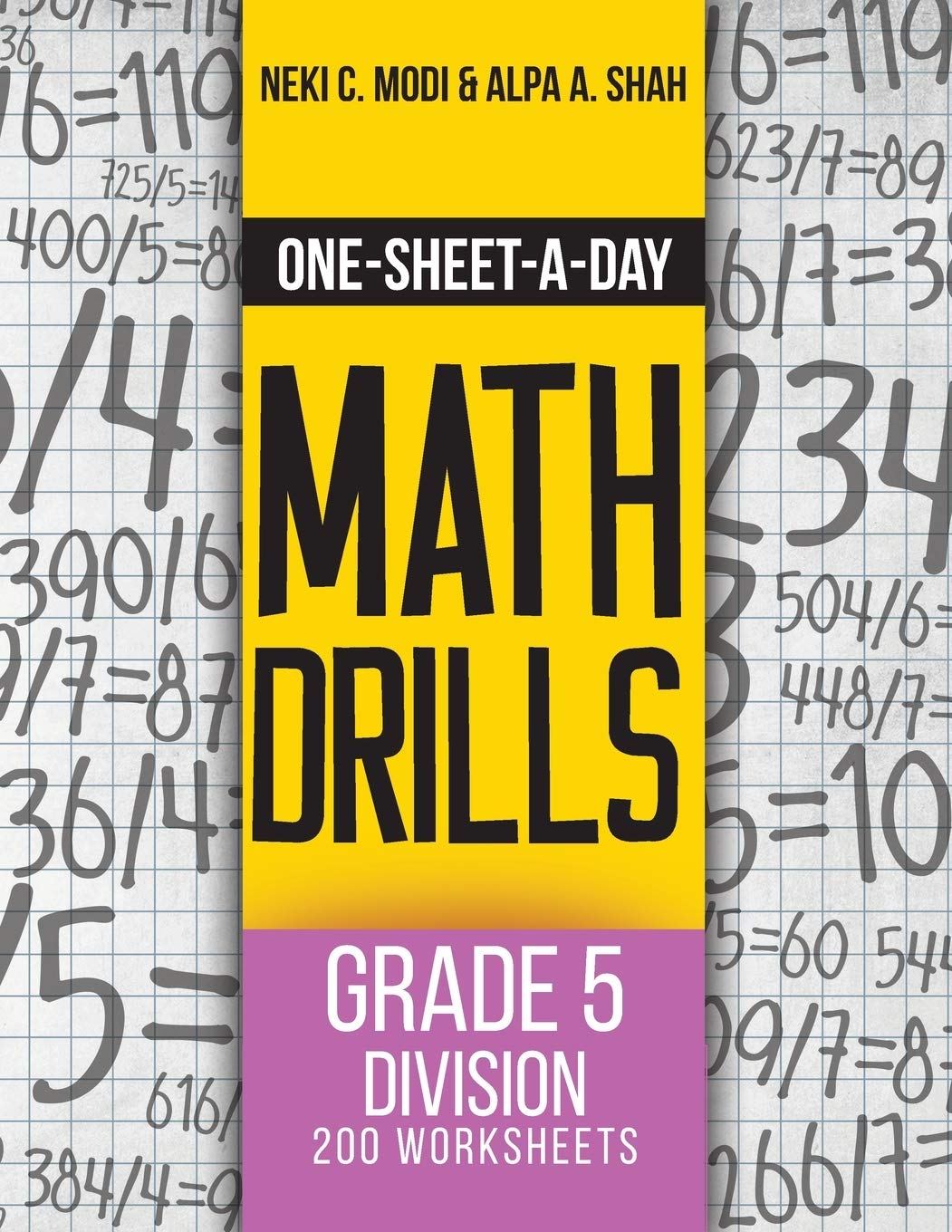 Onesheetaday Math Drills: Grade 5 Division  200 Worksheets (Book 16 Of 24),Used