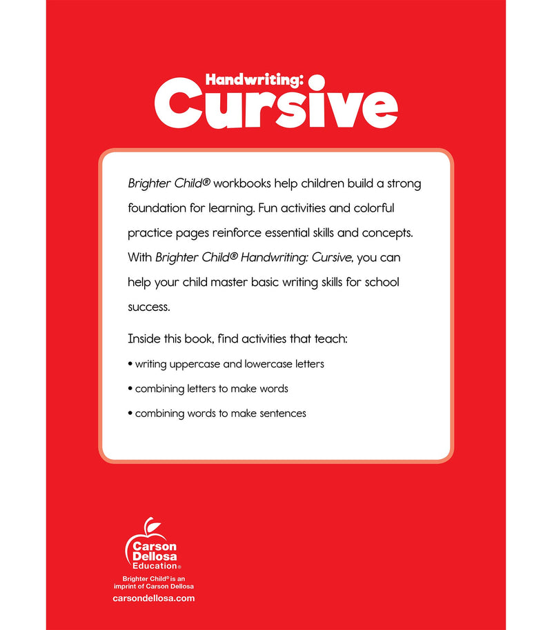 Carson Dellosa Grades 25 Cursive Handwriting Workbook, Writing Book With Sight Words, Sentences, And Letter Tracing Activities,