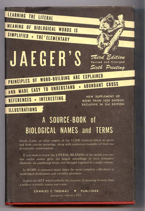 SourceBook of Biological Names and Terms,New