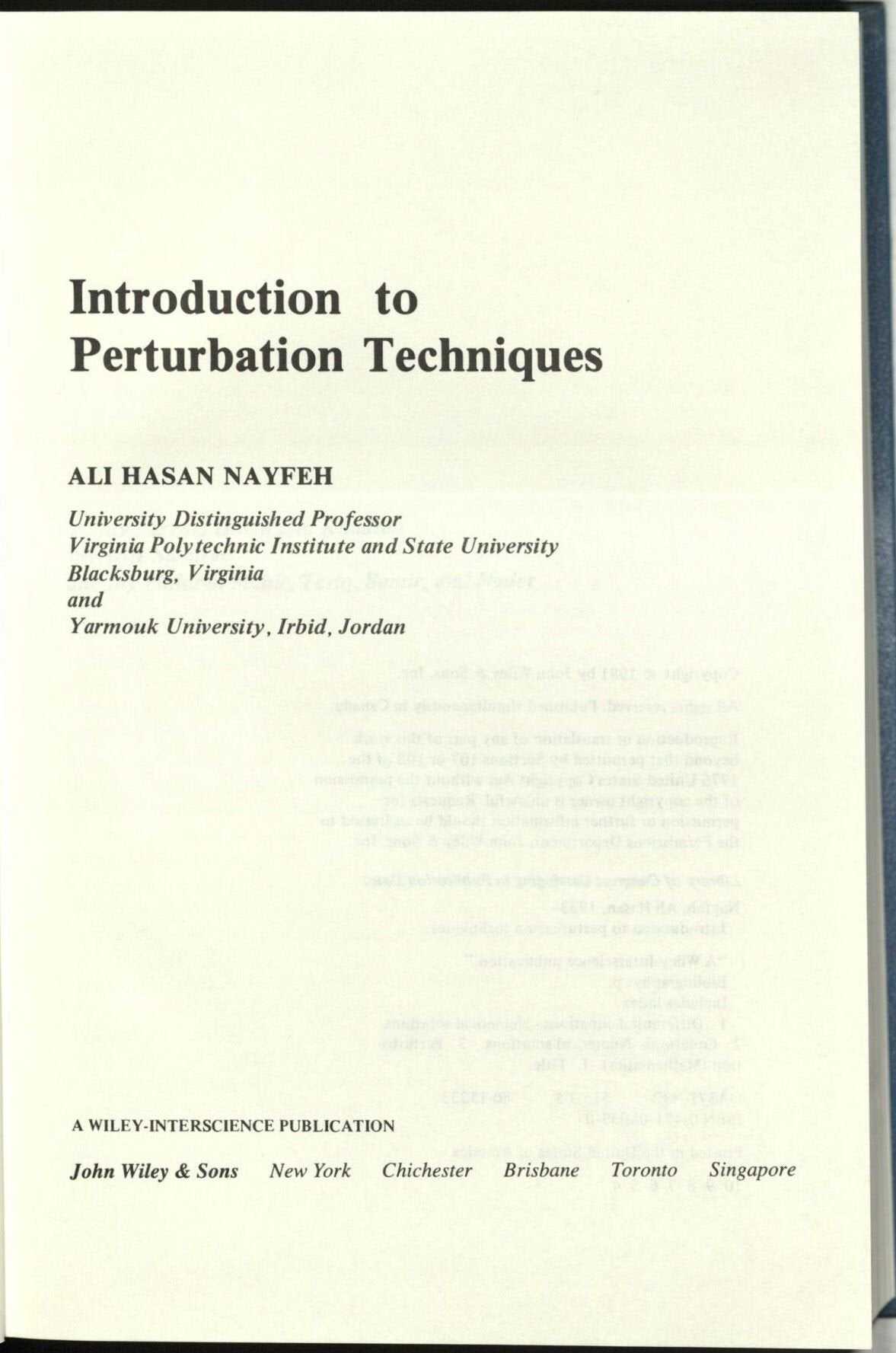 Introduction To Perturbation Techniques,New