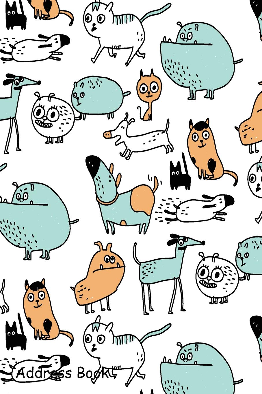 Address Book: For Contacts, Addresses, Phone, Email, Note,Emergency Contacts,Alphabetical Index With Cute Dog Cat Pattern,Used