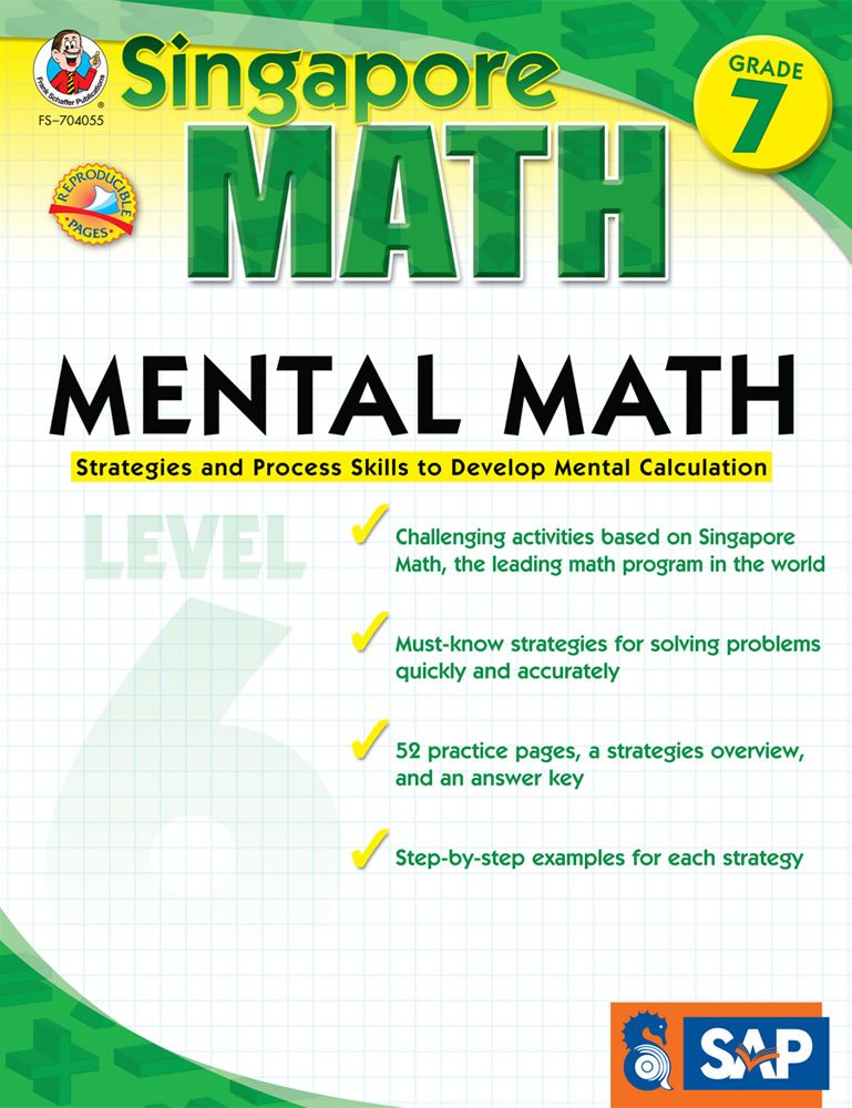 Singapore Math  Mental Math Level 6 Workbook for 7th Grade, Paperback, 64 Pages, Ages 1213 with Answer Key,Used