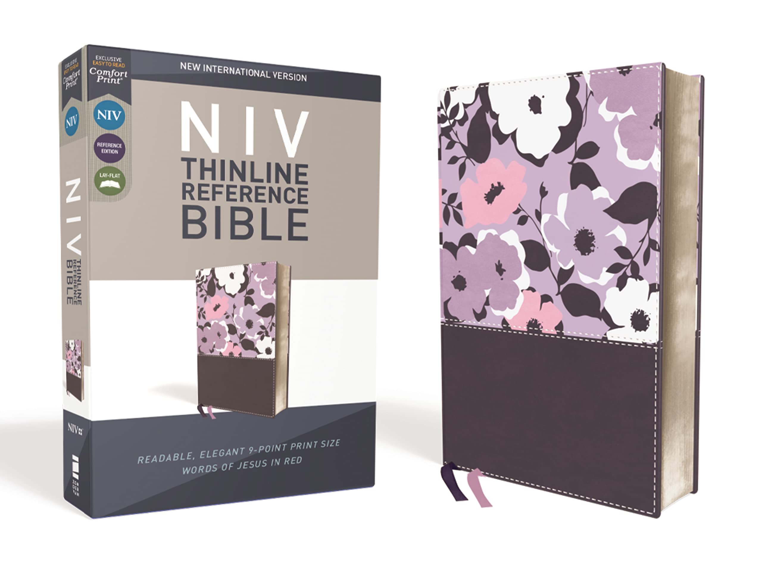 NIV, Thinline Reference Bible, Leathersoft, Purple, Red Letter, Comfort Print,Used