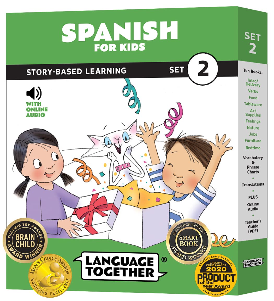 Spanish For Kids Set 2: 10 Beginner Spanish Reading Books For Kids With Online Audio And 100 More First Words: Learning Spanish ,New